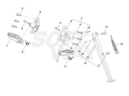 SWM BINSEN Fußrasten und Seitenständer Ersatzteile