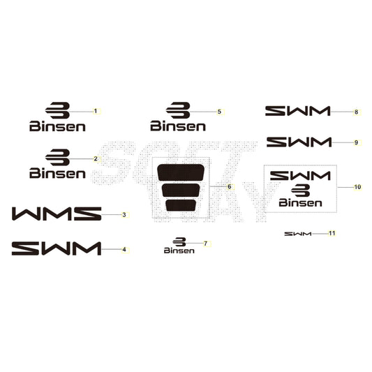 SWM Binsen Aufkleber Schwarz Ersatzteile